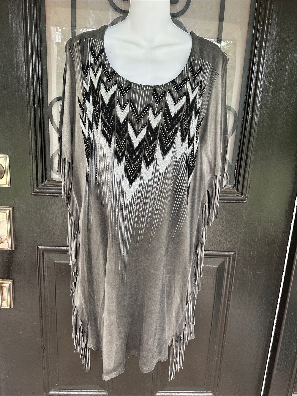 Vocal Fringe Tunic with Rhinestones